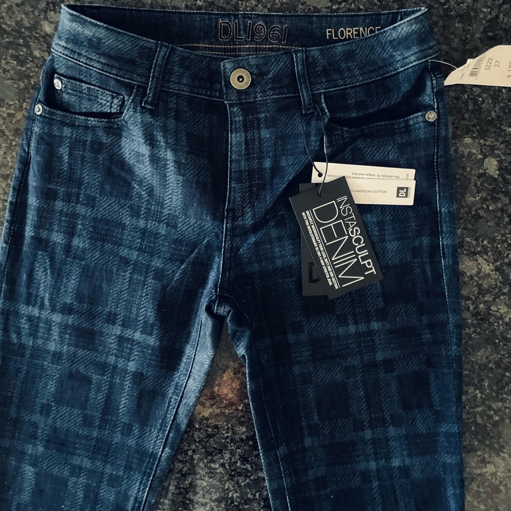 DL1961 Instasculpt Florence Women's Dark Blue Patterned Jeans - Picture 4 of 16